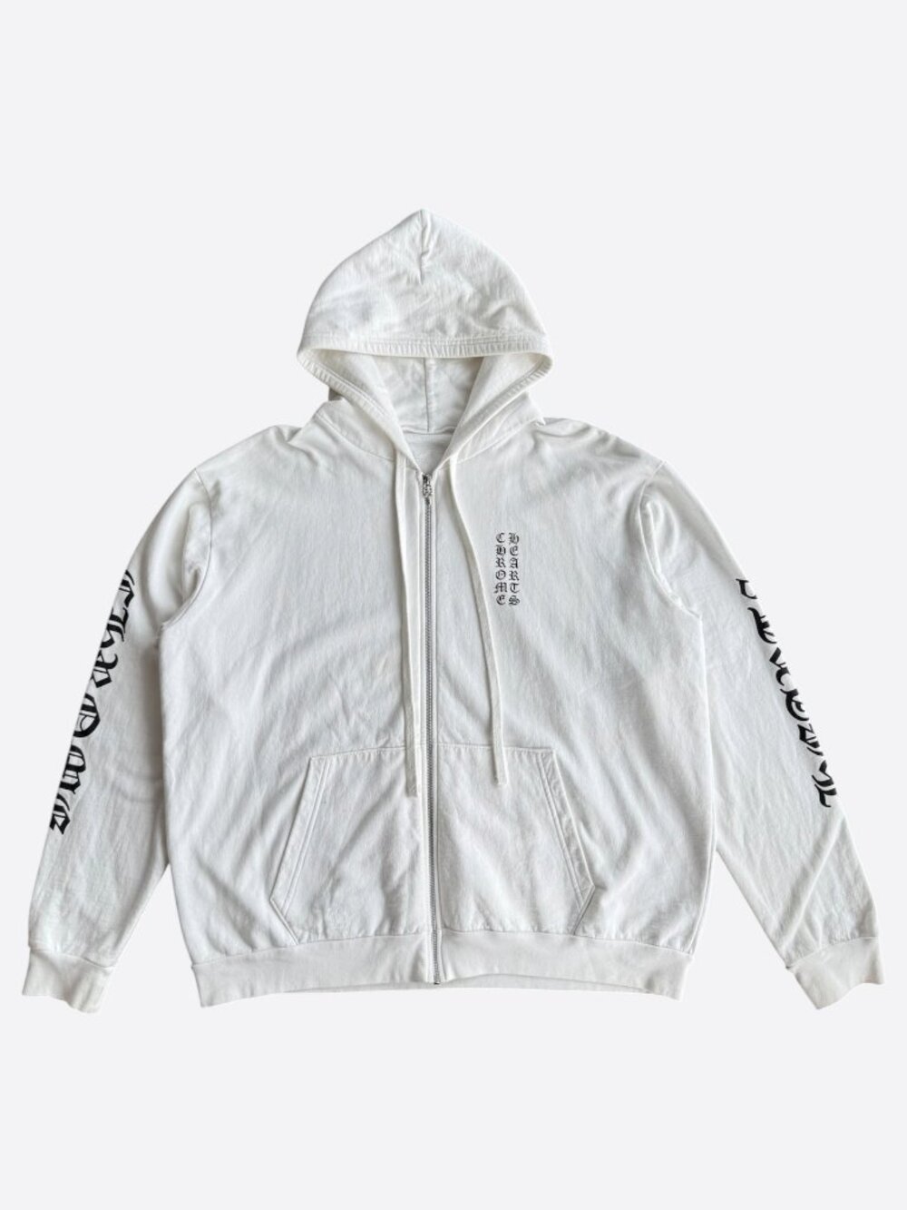 Chrome Hearts White & Black Script Logo Zip Up Hoodie